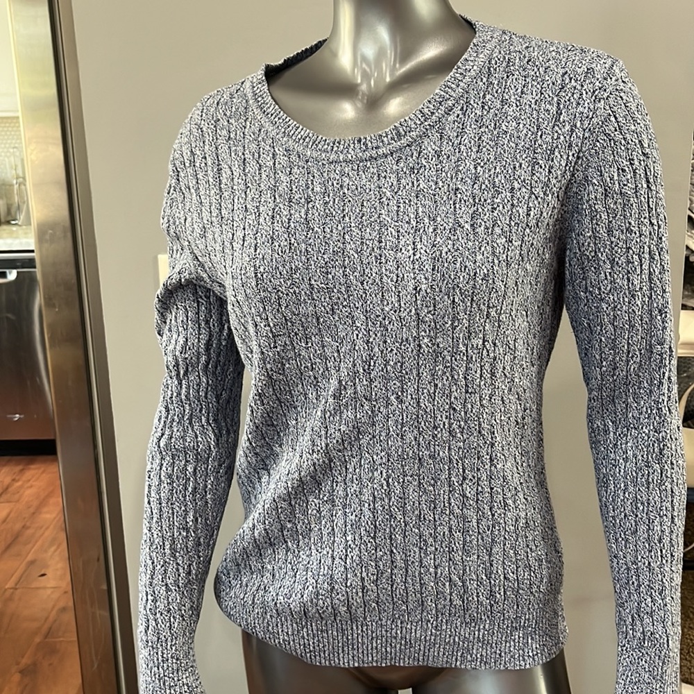 Karen Scott Blue Scoop Neck Knit Sweater